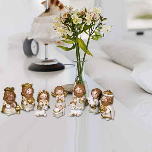 Resina Natividad Figuras Pesebre Miniaturas Estatua Mesa
