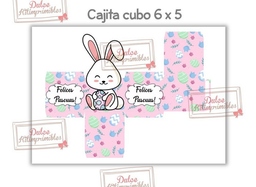 Kit Imprimible Felices Pascuas Conejo Cajita Cubo Bolsita 09