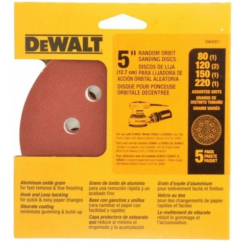 Disco De Lija 5  Grano Surtido Packx5 Dw4307 X Dewalt