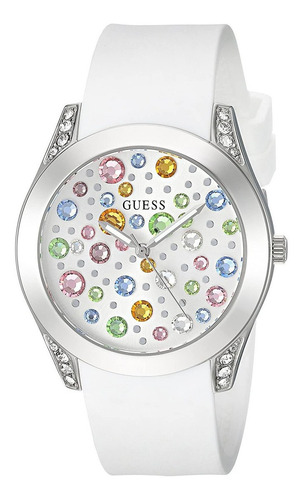 Reloj Guess Con Cristales En Tono Plateado Y Blanco.