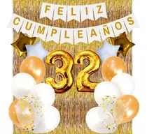 Comprar Combo Globos Cumpleaños Perlados Cristal Confeti Dorado Blan