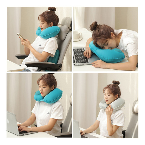 Almohada De Camping Viaje Inflables Comprimible Portátil