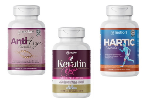 Kit 3 X Suplementos Antiage + Keratin + Hartic Cápsulas