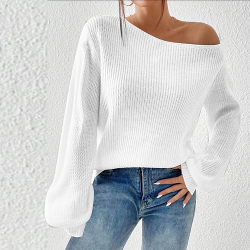 Jersey Holgado De Punto Con Hombros Descubiertos Para Mujer