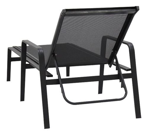 Tumbona y mampara de aluminio para piscina, jardín, playa, color negro