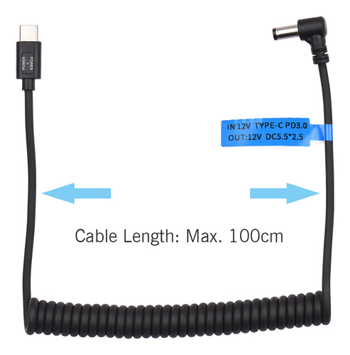 Conector Macho Usb Tipo C De 12 V Pd3.0 A 12 V Dc5,5* 2,5 Mm