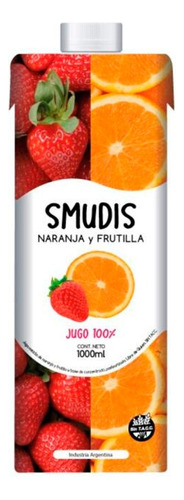 Jugo De Naranja Y Frutilla Jugo 100% 1 Lt Smudis X16 U.