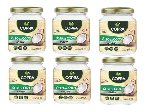 Kit 6 - Óleo De Coco Virgem 200ml Copra