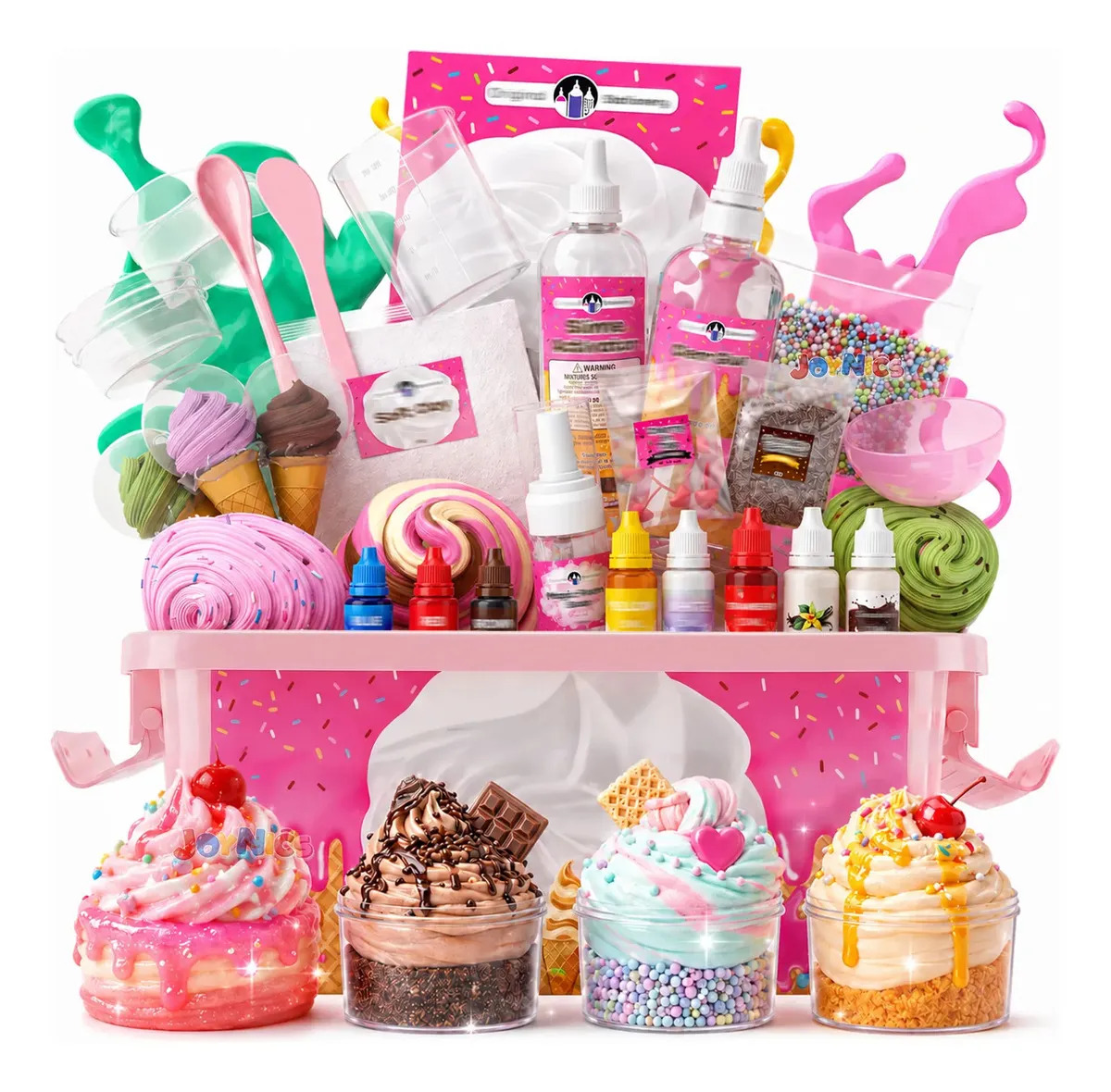 Kit para hacer slime 32pz fabrica de slime manualidades ninas con slime charms y activador para hacer slime transparente, kit de slime donas juguete para niñas regalo navideños y c