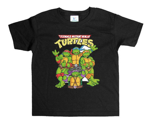 Remera Negra Niños Tortugas Ninjas  R138