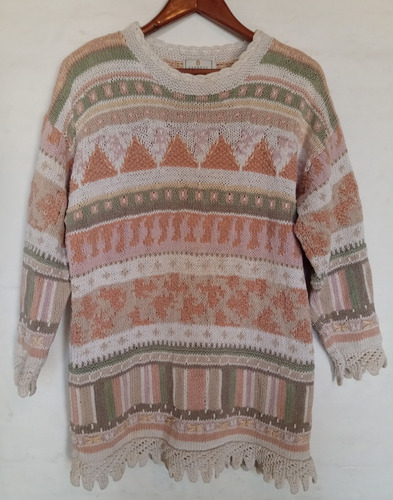 Sweater Tejido Hilo De Algodon Colores Pastel Importado T. M