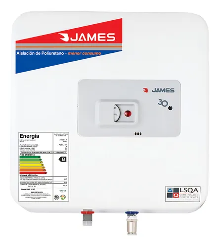 Termotanque Eléctrico James Prisma Acero 30 Litros Blanco