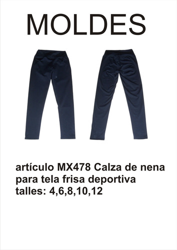 Patrones Textil Ropa Calza De Nena Tela Frisa Deportiva 4,6,8,10,12