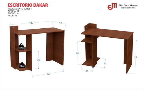 Escritorio Dakar Mesa Pc Oficina Mueble Estudio Wengue