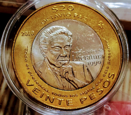  Bimetalica Octavio Paz 20 Pesos 2010