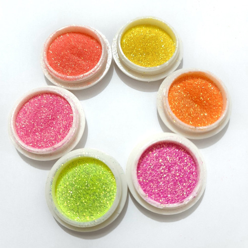 Pack De 6 Glitters Sugar Colores Intensos Para Uñas