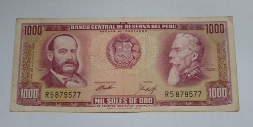 Imagen 1 de 2 de Billete 1000 Soles De Oro 1969