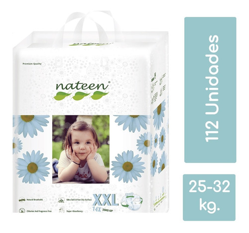 Pañales Ecológicos Nateen Premium Xxl 112 Unidades