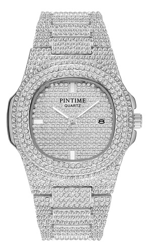 Pintime Iced Out Relojes Para Hombres, Bling-ed Out Silver R