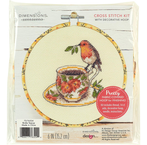 Dimensions Birdie Teacup Kit De Punto De Cruz Contado Para P