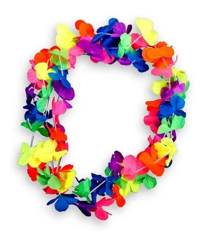 12 Collar Hawaiano Flores Tela Colores Fiesta Batucada 