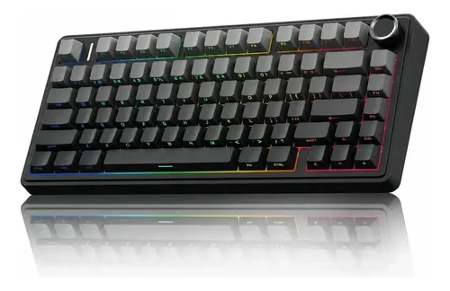 Teclado Mecanico Aula F75 Preto Sem Fio Tri Mode Ingles Us Preto Degradê Inglês Us