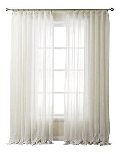 Rayas Sólido Blanco Cortinas Sheer Cortenas Doble Plis...
