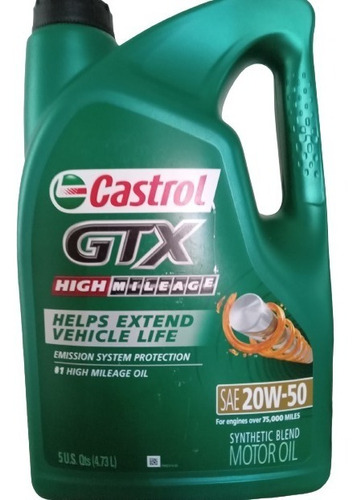 Aceite Castrol 20w50 Semisintético Alto Kilometraje 4,73lts