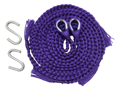 Soga Cuerda Para Hamaca Incluye Par De S Metalica Negra Color Morado Color