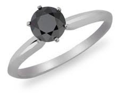 Imagen 1 de 8 de Anillo Con Diamante Cultivado Redondo Negro 100 Pts.