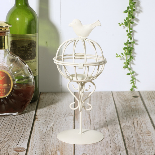Vela Única De Hierro Con Forma De Jaula De Pájaros Candlesti