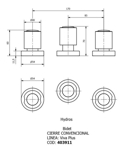 Imagen 3 de 8 de Combo Grifería Baño Hydros Viva Plus Lavatorio Ducha Bidet