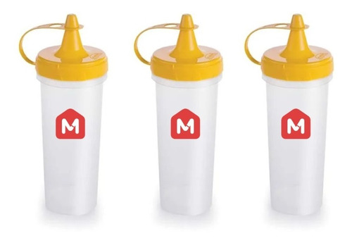 Set X3 Botella Para Salsas Mostacero Aderezos Con Pico