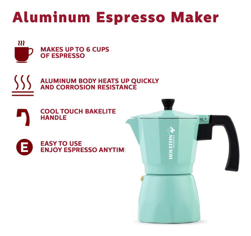 Holstein Housewares 6 Taza De Aluminio Stovetop Espresso Y Y