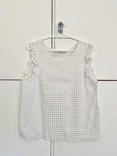 Blusa Musculosa Blanca Broderie Giesso