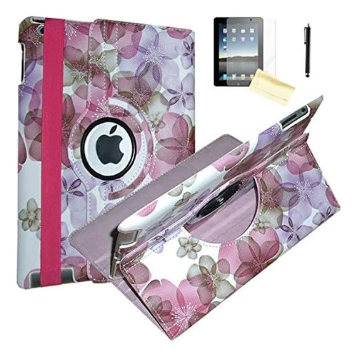 Funda Para iPad 2, 3 Y 4 Smart Fold Flor Rosa Con Soporte