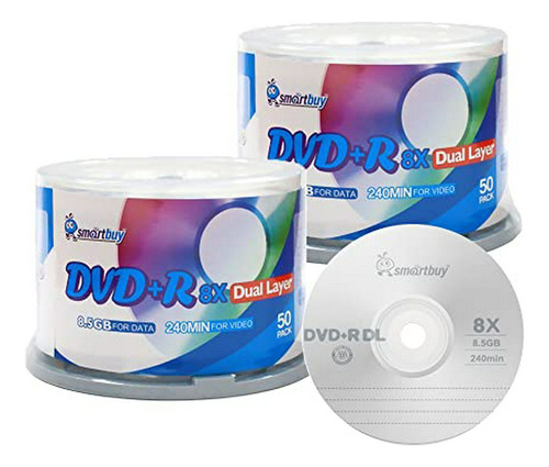 Smart Buy Logo Paquete De 100 Dvd Plus R Dvd + R Dl 8.5gb 8x