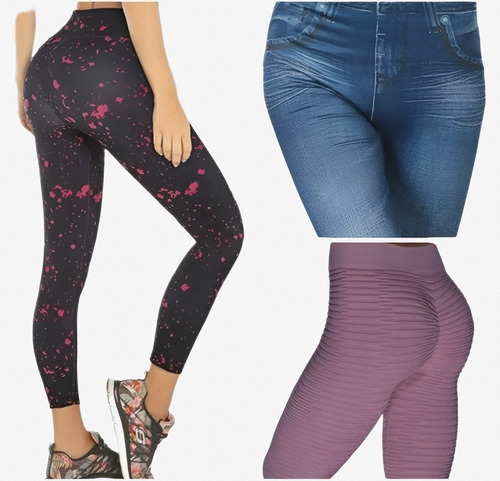 Lote De 15 Leggins Colombianos Mezclilla Y Anticelulitis Off