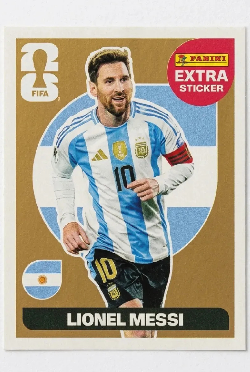 Lionel Messi Extra Sticker Oro Original Panini Mundial Fifa 2026 Gold - Coleccion Premium Edicion Especial Para Coleccionistas
