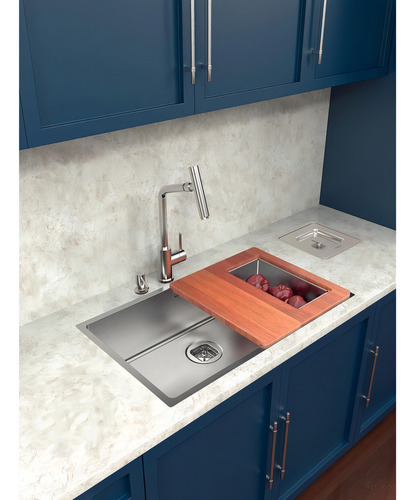 Kit de bañera Quadrum Design Collection, tabla de madera plateada
