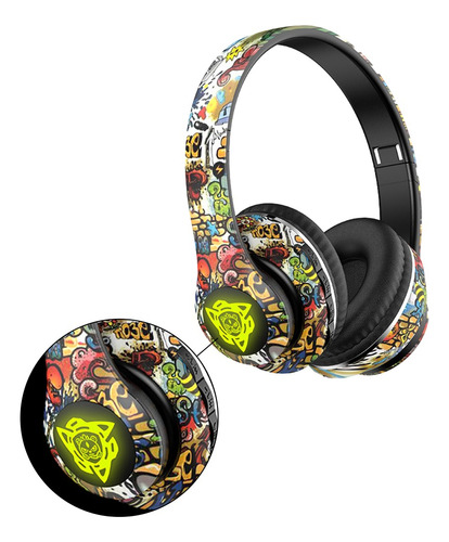 Audifonos Inalambricos De Diadema Bluetooth Graffitis De Led Color A