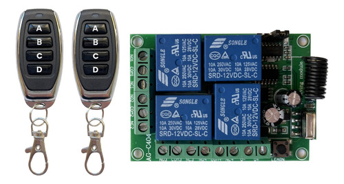 Receptor Inalambrico 4 Canales 2 Controles Remoto 433mhz Bla