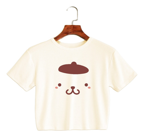 Crop Top Natural - Pompompurin Cara - Sanrio Kawaii Japon