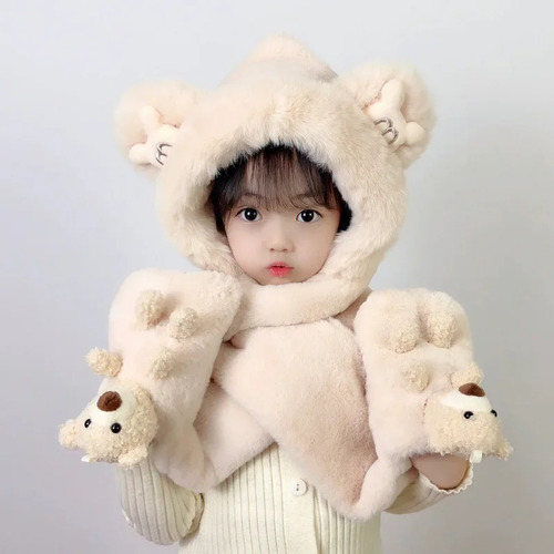 Conjunto De Gorro De Invierno, Bufanda Y Guantes Con Forro P