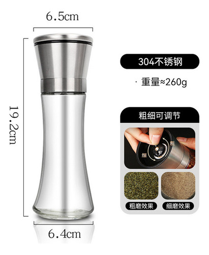 Molinillo Manual Aco Inoxidable Pimienta Café Vidrio Cocina