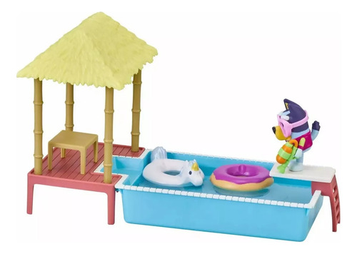 Imagen 2 de 4 de Bluey Playset Piscina Figura + Accesorios Pool Time Colec Ed
