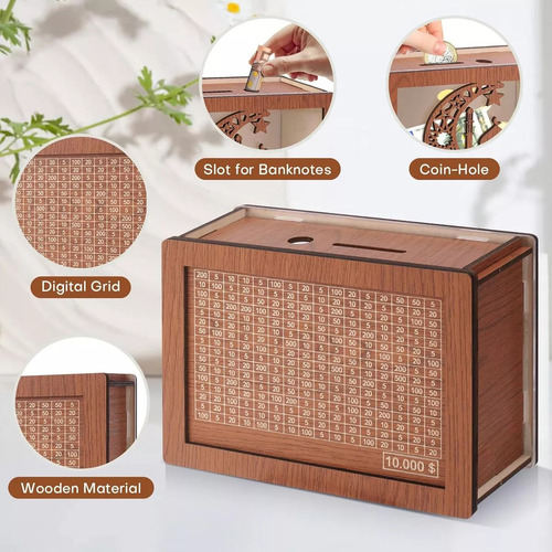 Para Caja De Ahorros De Madera Para Ahorrar Dinero,
