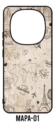 Funda Mapa Viaje Compatible Con Xiaomi Case Tpu Redmi Note 8