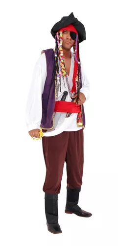 Fantasia Jack Sparrow Pirata Luxo Cosplay Adulto Masculino