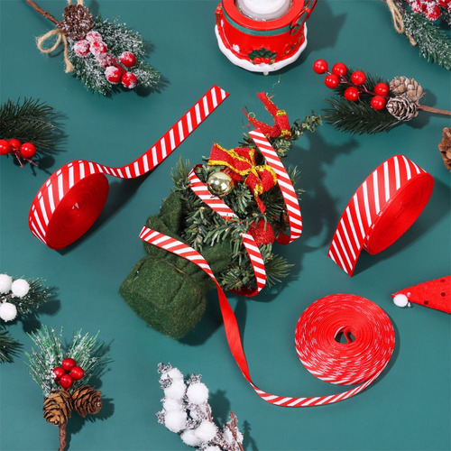 Caramelos De Cinta A Rayas Navideñas Para Decoración De Árbo